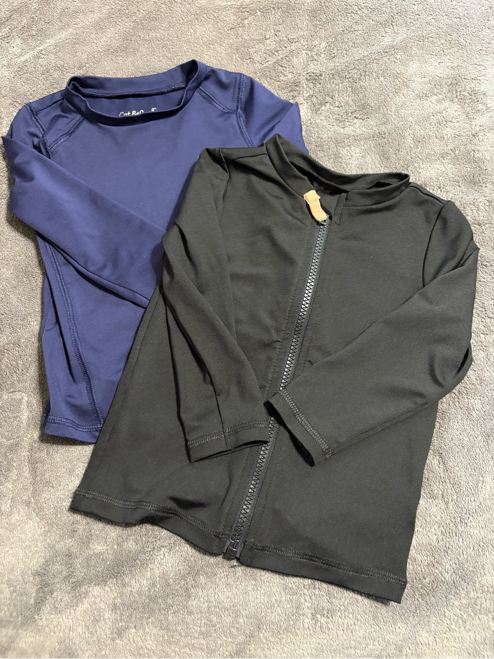 Cat & Jack Kids Black Zip Front Jacket with Navy Rashguard